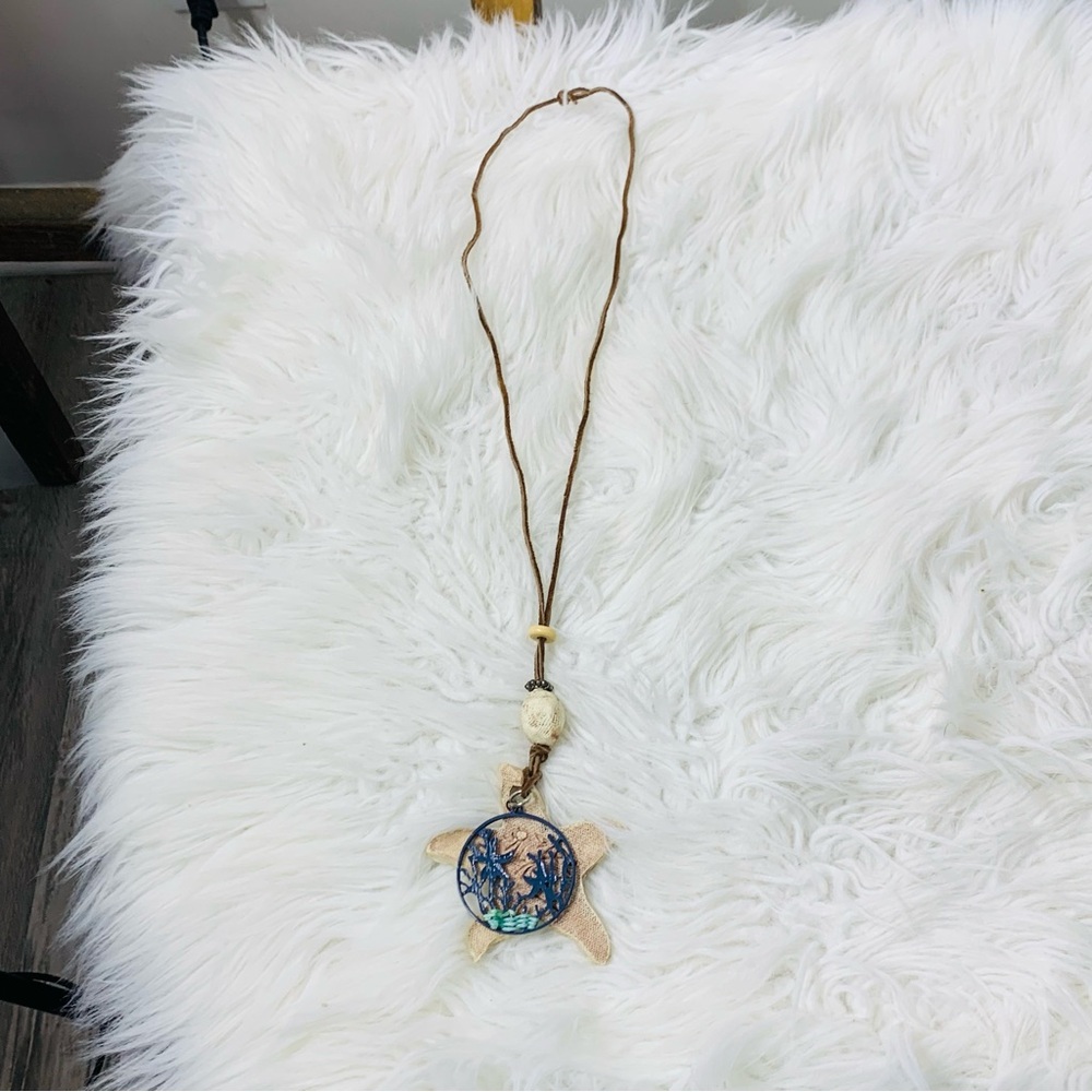 Starfish Pendant Necklace with Blue Accents